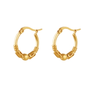 Oorbellen Bali hoops stainless steel goud