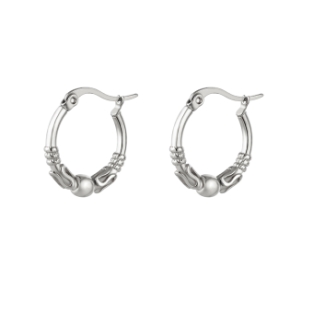 Oorbellen Bali hoops stainless steel zilver.