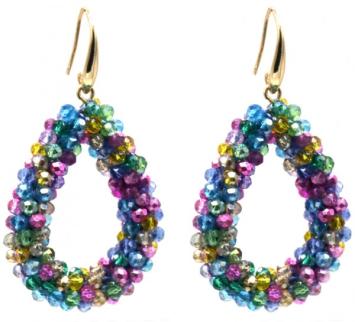 Oorbellen druppel kraaltjes blauw multicolor