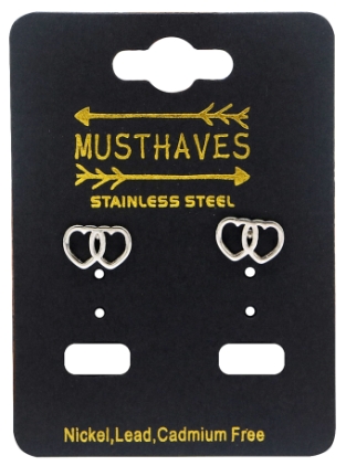 Oorbellen studs Harten st.steel zilver