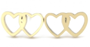 Oorbellen studs Harten st.steel goud
