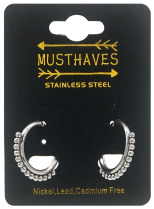 Oorbellen Hoops with balls s.steel zilver 2