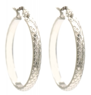 Oorbellen Hoops bewerkt 30 mm s.steel zilver