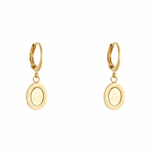 Oorbellen Hoops & Oval Live Life RVS goud