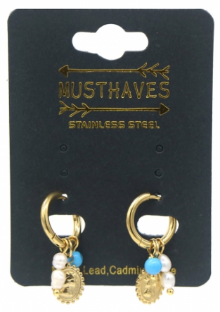 Oorbellen Hoops & charms rvs goud 2