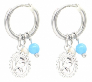 Oorbellen Hoops & charms rvs zilver