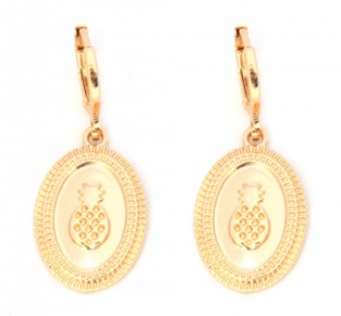 Oorbellen ringen met ovalen met Ananas goud