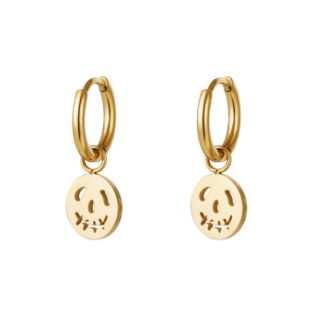Oorbellen Hoops & pompoen s.steel goud