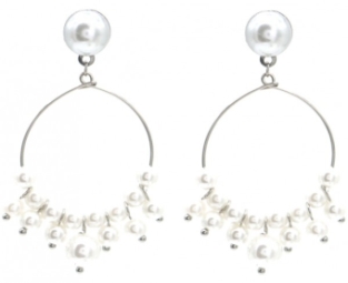 Oorbellen Ringen met parels st.steel zilver