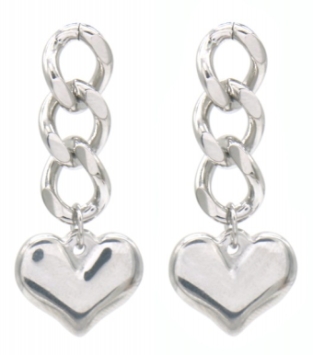 Oorbellen Hart & schakels st-steel zilver