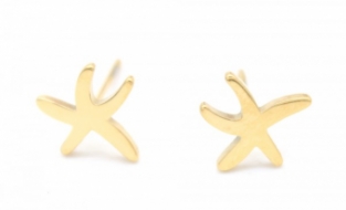 Oorbellen studs Zeester stainless steel goud.