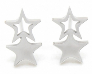 Oorbellen Stars stainless steel zilver