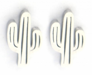 Oorbellen Cactus stainless steel zilver