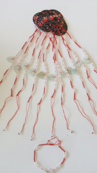 Armbandjes set a 12 Lucky Bracelets Hart groen-rood 4
